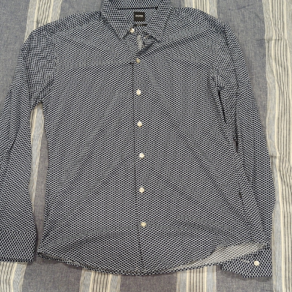 Hugo Boss Men's Navy Geometric Shirt
